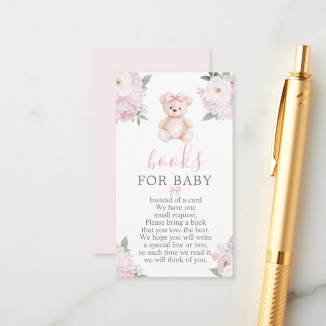 Carte D'accompagnement Teddy Bear Girl Books for Baby Card (Devant/Arrière en situation)