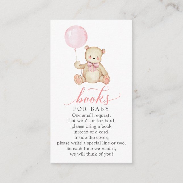Carte D'accompagnement Teddy Bear Girl Réserver Demande Baby shower Card (Devant)