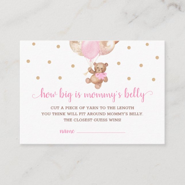 Carte D'accompagnement Teddy Bear How Big Is Mommy's Belly Game Card (Devant)