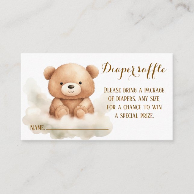 Carte D'accompagnement Teddy Bear in Raffle Card - Baby shower (Devant)