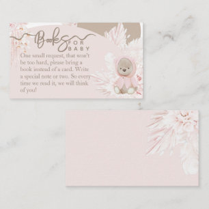 Carte D'accompagnement Teddy Bear Livre moderne Boho rose Baby shower