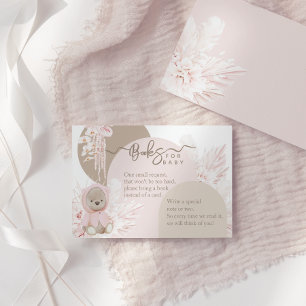 Carte D'accompagnement Teddy Bear Modern Boho Girl Douche Livres pour béb