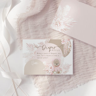 Carte D'accompagnement Teddy Bear Moderne Boho Girl Baby shower couche