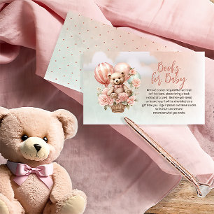 Carte D'accompagnement Teddy Bear Pink Balloon Baby showers Livres pour b