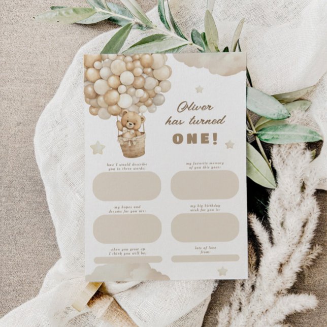 Carte D'accompagnement Teddy Bear Premier anniversaire Heure Capsule Mass (Créateur téléchargé)