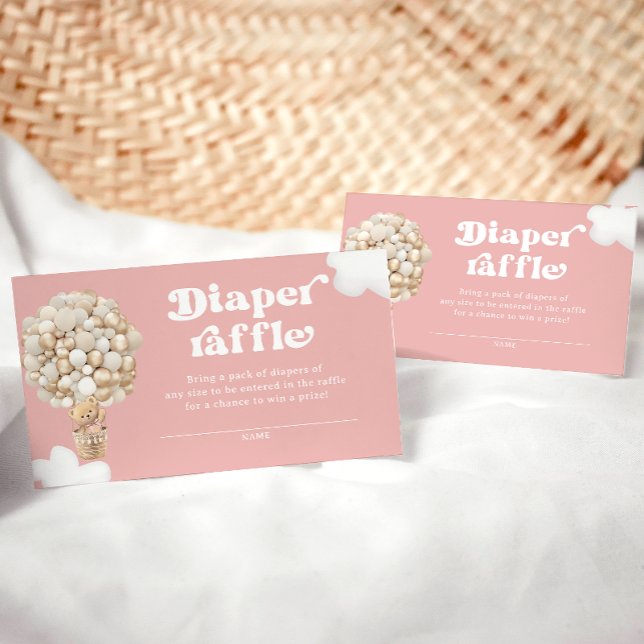 Carte D'accompagnement Teddy Bear Rose Girl Baby shower Déchets Raffle (Créateur téléchargé)