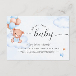 Carte D'accompagnement Teddy Bear Watercolor Boy Baby shower Demande de r