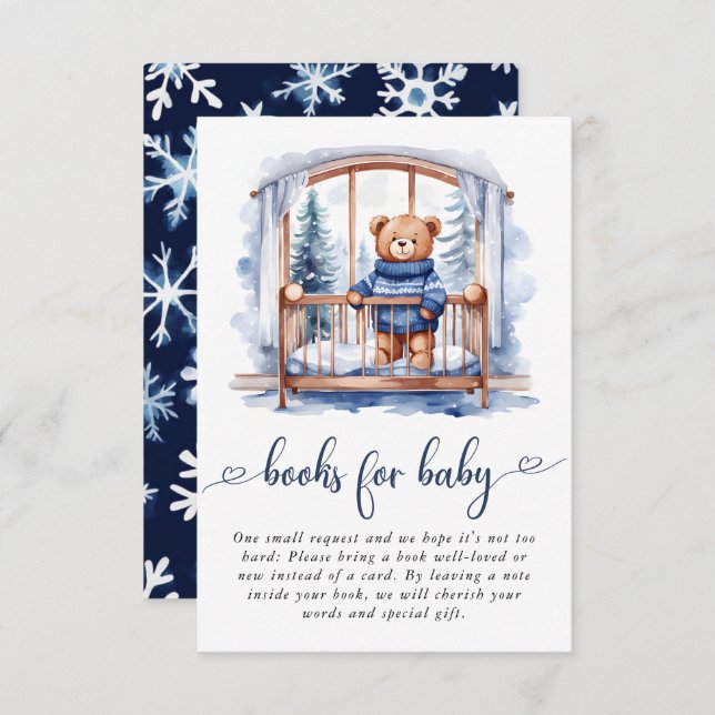Carte D'accompagnement Teddy Bear Winter Boy Baby shower Livres Pour Baby (Devant / Derrière)