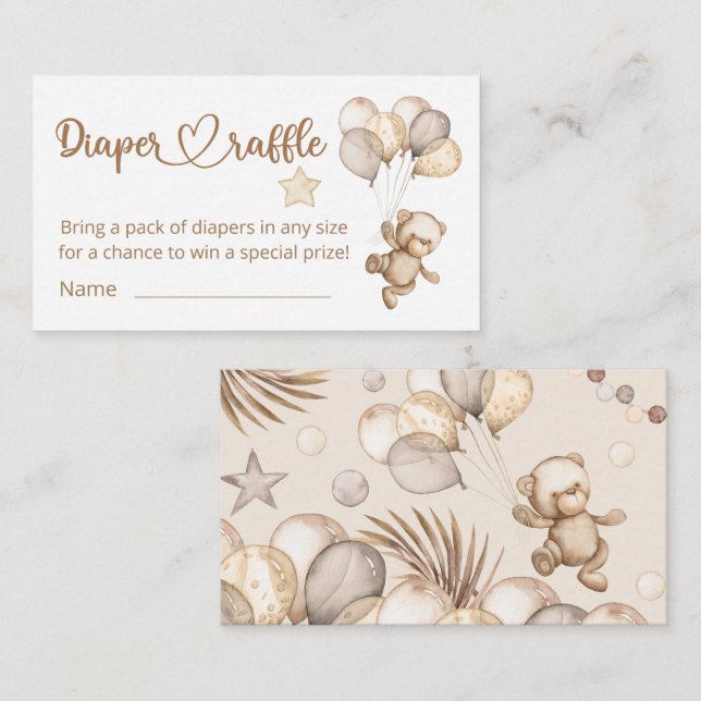 Carte D'accompagnement Teddy Ours Bébé Ours Baby shower Déchets Raffle (Devant / Derrière)