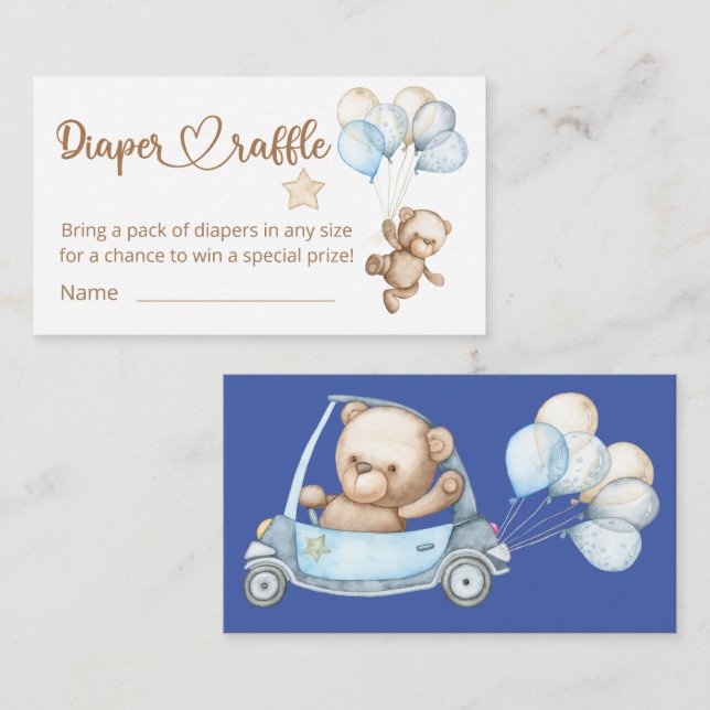 Carte D'accompagnement Teddy Ours Bébé Ours Baby shower Déchets Raffle (Devant / Derrière)