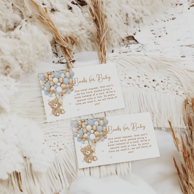 Carte D'accompagnement Teddy Ours Bleu Coeur & Balloon Baby Boy Douche (Créateur téléchargé)