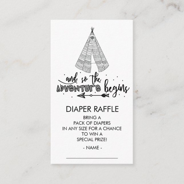 Carte D'accompagnement Teepee Adventure commence Baby shower Billet de co (Devant)
