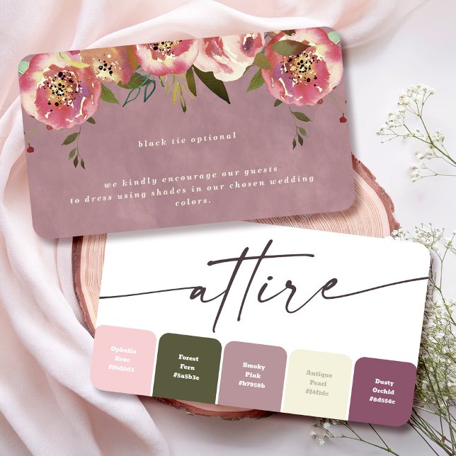 Carte D'accompagnement Tenue de mariage floral Ophelia Code couleur  (Say "I DO" to Romantic Watercolor Florals and a Cottagecore Vibe with the Ophelia Wedding Suite.)