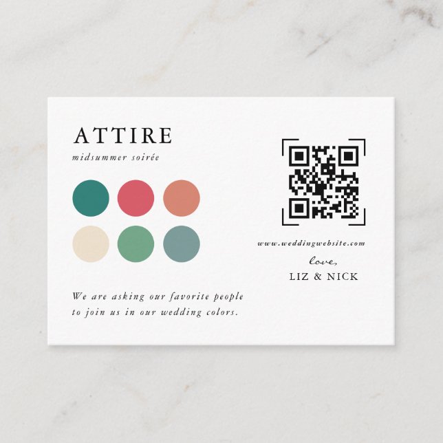 Carte D'accompagnement Tenue de mariage | Scan du code QR (Devant)