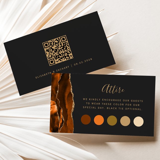 Carte D'accompagnement Tenue de mariage sombre Burnt Orange Agate Code ve (Créateur téléchargé)