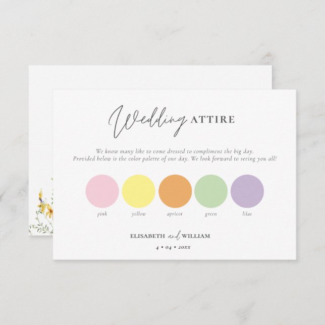Carte D'accompagnement Tenue Mariage du Printemps pastel (Devant / Derrière)