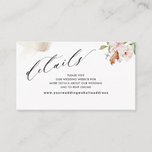 Carte D'accompagnement Terme Blooms Beige Tige Mariage Détails/ Site Web