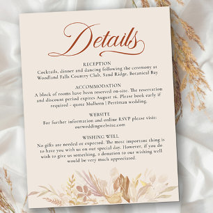 Carte D'accompagnement Terraccotta Cream Botanical Foliage Mariage Détail
