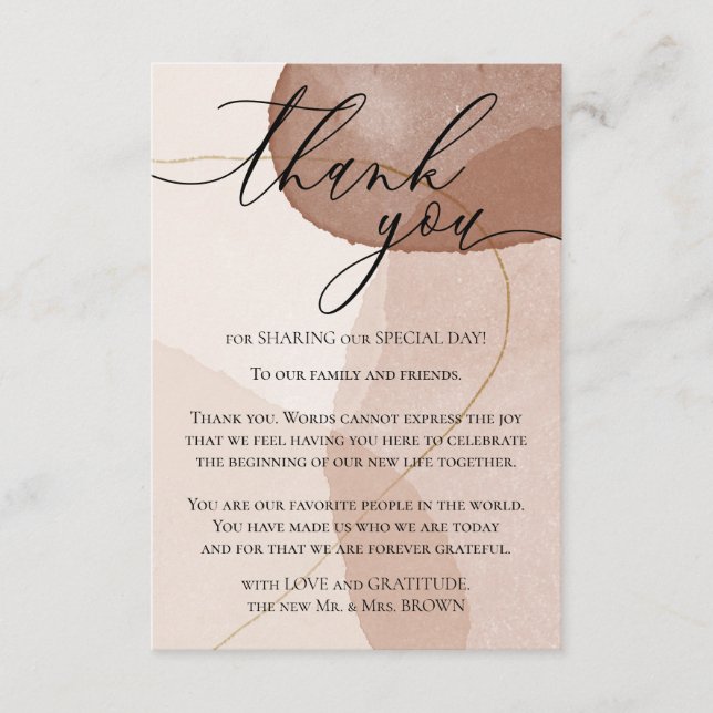 Carte D'accompagnement Terracotta Boho Beach Aquarelle Merci beige (Devant)