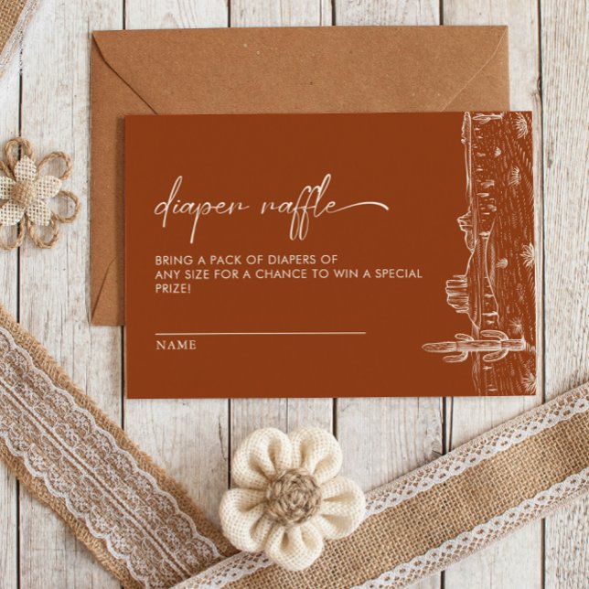 Carte D'accompagnement Terracotta Cactus Desert Baby shower Déchets Raffl (Créateur téléchargé)