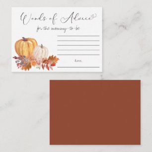 Carte D'accompagnement Terracotta Citrouille Mots De Conseil Baby shower