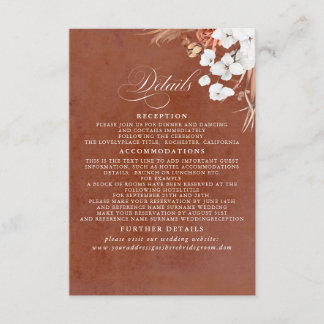 Carte D'accompagnement Terracotta et fleurs blanches Boho Détails du Mari