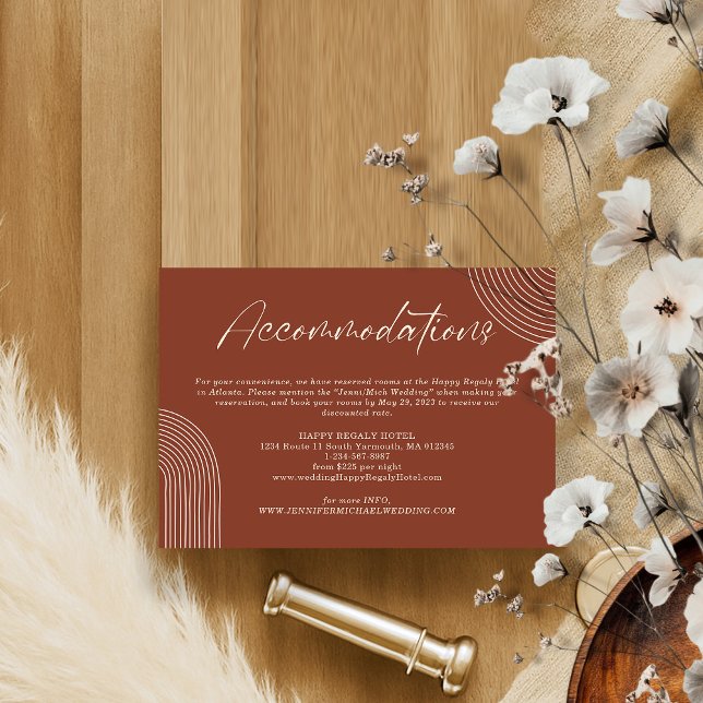 Carte D'accompagnement Terracotta Géométrique Line Art Hébergements (Créateur téléchargé)