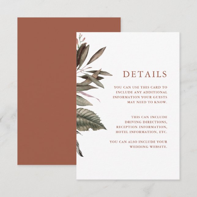 Carte D'accompagnement Terracotta Informations clients (Devant / Derrière)