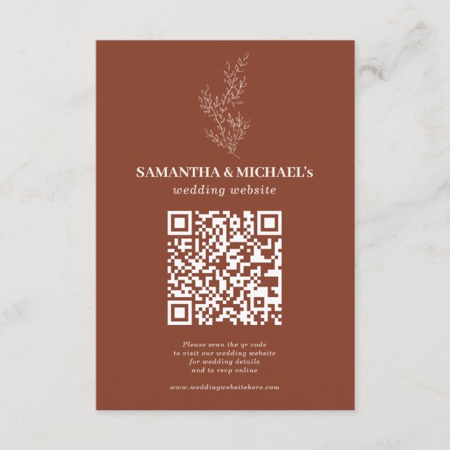 Carte D'accompagnement Terracotta Ivy Floral Qr Site Mariage (Devant)