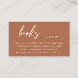 Carte D'accompagnement Terracotta Minimalist Boho Books for Baby Shower