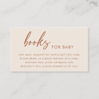 Carte D'accompagnement Terracotta Modern Minimalist Books for Baby Shower