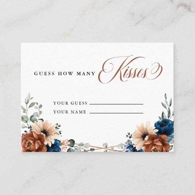 Carte D'accompagnement Terracotta Navy Green Devine combien de baisers (Devant)