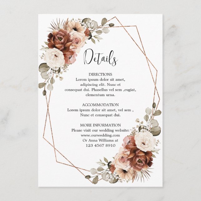 Carte D'accompagnement Terracotta Pampas Grass Russe Détails géométriques (Devant)