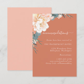 Carte D'accompagnement Terracotta Peach Gold Floral Mariage Logement