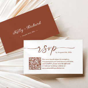 Carte D'accompagnement Terracotta Petit Mariage RSVP Site Web QR Code
