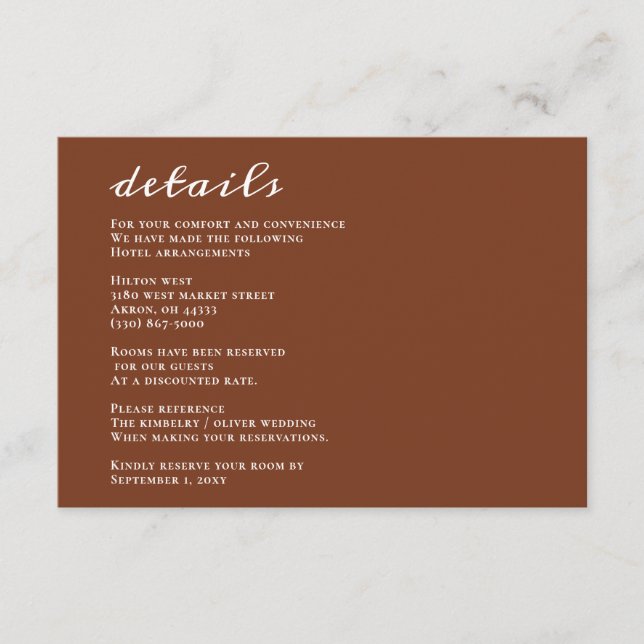 Carte D'accompagnement Terracotta Rustic Burange Mariage moderne Orange (Devant)