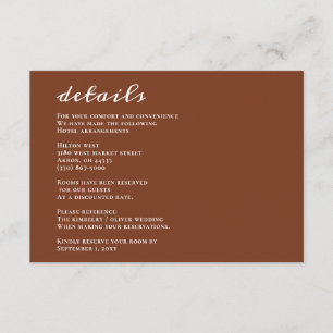 Carte D'accompagnement Terracotta Rustic Burange Mariage moderne Orange