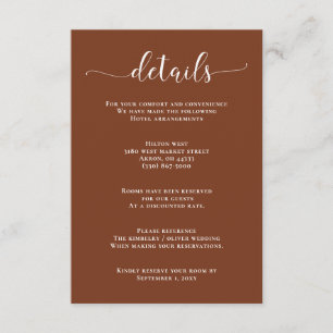 Carte D'accompagnement Terracotta Rustic Burange Moderne Mariage Encl