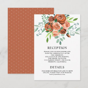 Carte D'accompagnement Terrain Rose Terracotta Floral Détails du Mariage