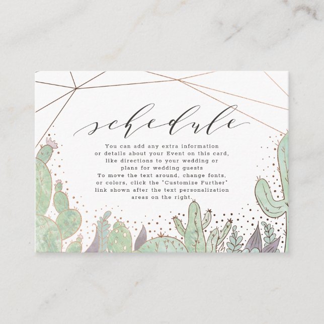 Carte D'accompagnement Terrarium & Succulents Calendrier des Mariages géo (Devant)