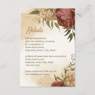 Carte D'accompagnement terre cuite tonalité de terre mariage vert fleuri