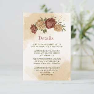 Carte D'accompagnement terre cuite tonalité de terre mariage vert fleuri