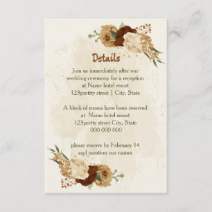 Carte D'accompagnement terre cuite tonalité florale détails du mariage