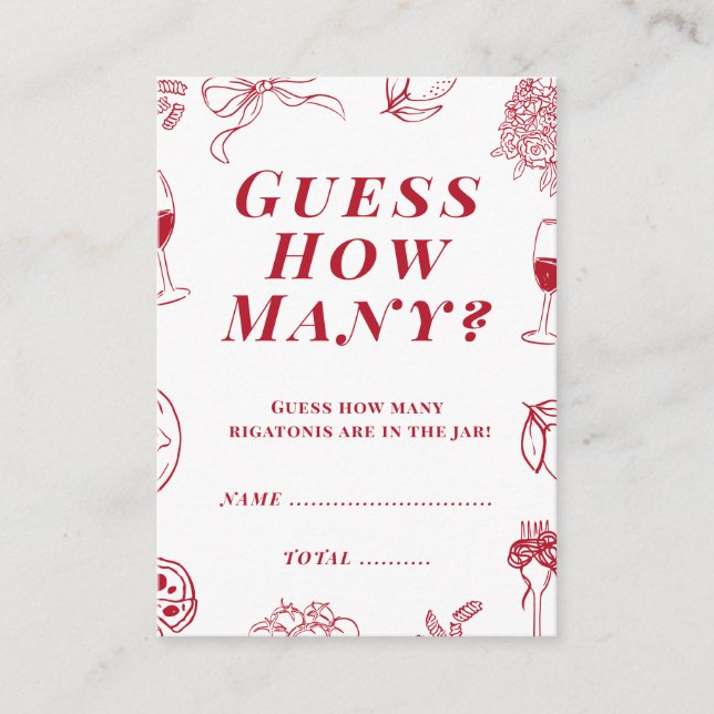 Carte D'accompagnement That's Amore Bridal Shower Guess how many Game  (Devant)