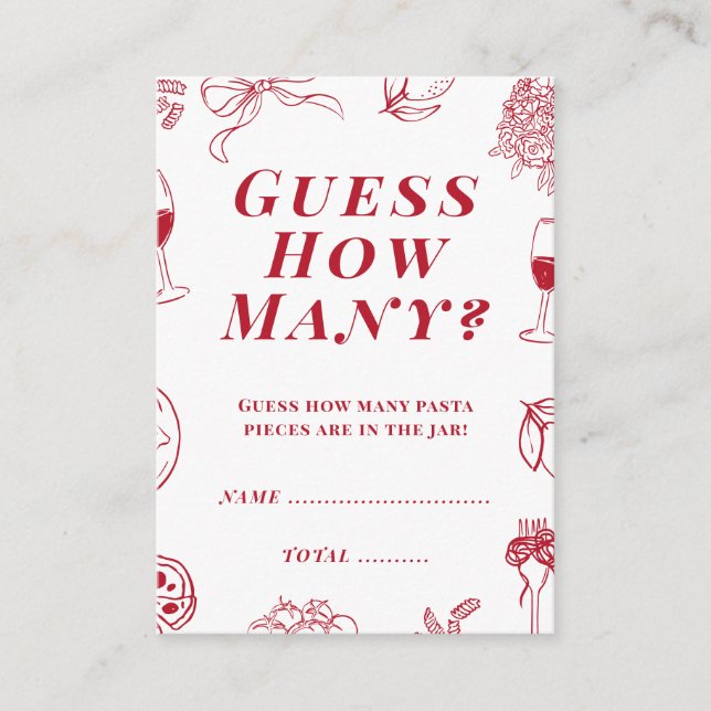 Carte D'accompagnement That's Amore Bridal Shower Guess how many Game  (Devant)