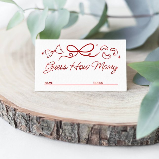 Carte D'accompagnement That's Amore, Red Doodle Guess How Many Game Card (Créateur téléchargé)