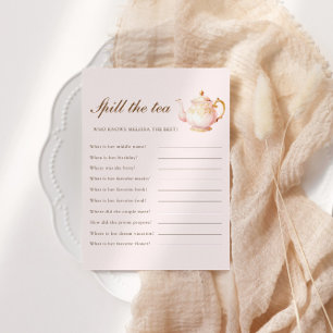 Carte D'accompagnement Thé de luxe Rose pastel Jeu de fête pour enterreme