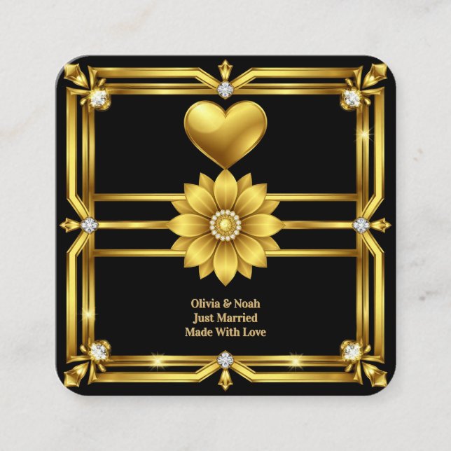 Carte D'accompagnement Thème de célébration de mariage à ornement doré 💖 (Devant)