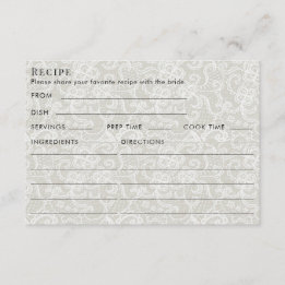Carte D'accompagnement Thème de dentelle d'ivoire Recette pour la mariée