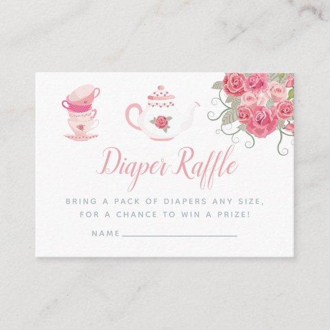 Carte D'accompagnement Thème de fête de thé avec des roses roses pour Bab (Devant)